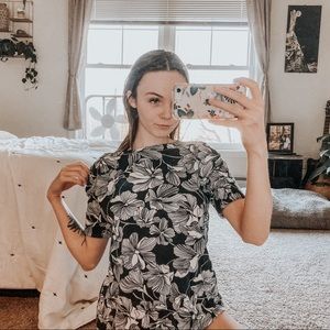 Karen Scott Petites B&W Floral Shirt